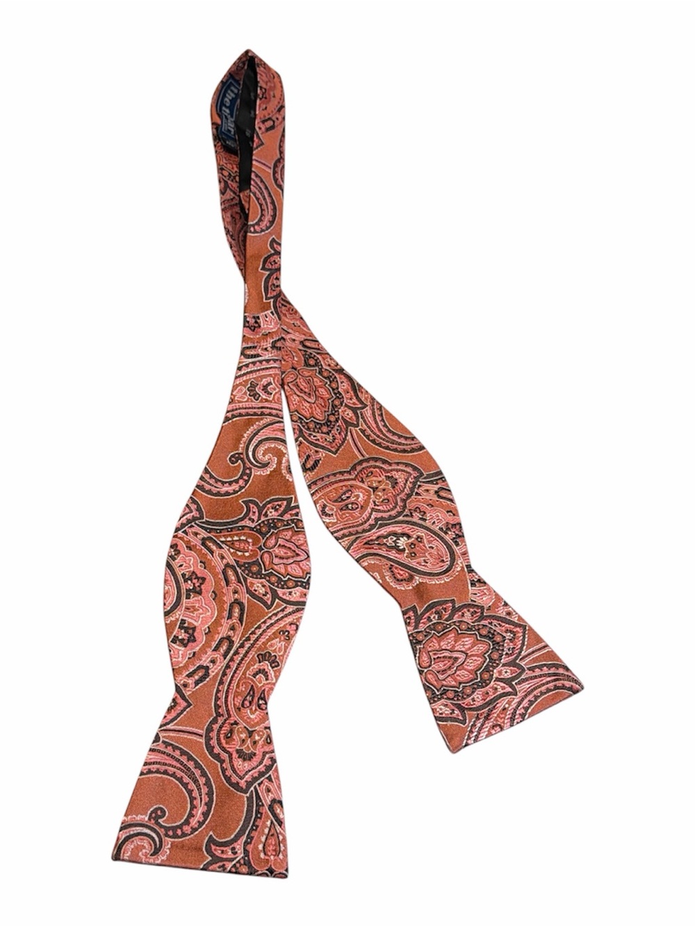 The Tie Bar Coral Pink Paisley Self Tie Bow Tie